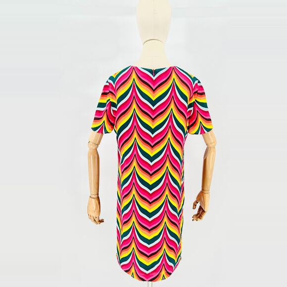 Trina Turk Pink Rainbow Multicolor Chevron Print Mini Dress - Picture 4 of 7